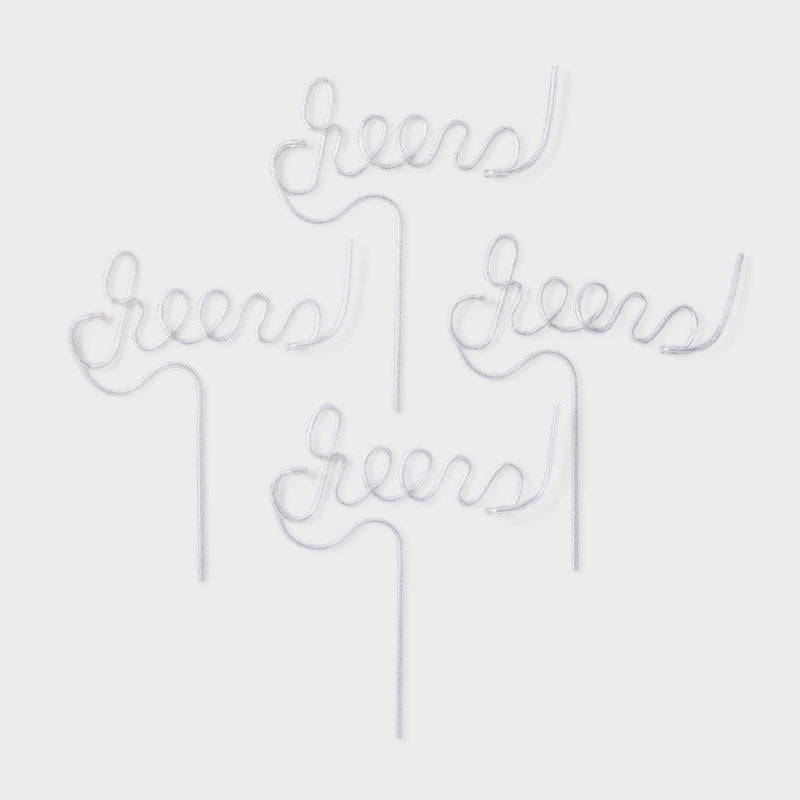4ct Gold Glitter 'Cheers' Straws - Spritz