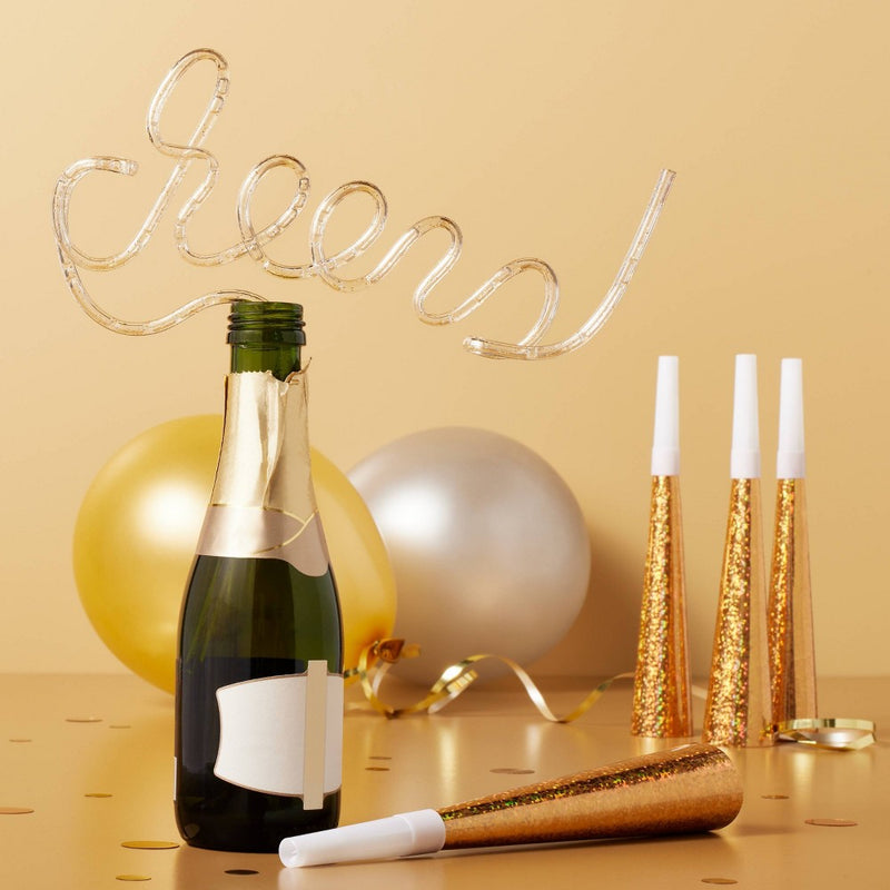 4ct Gold Glitter 'Cheers' Straws - Spritz