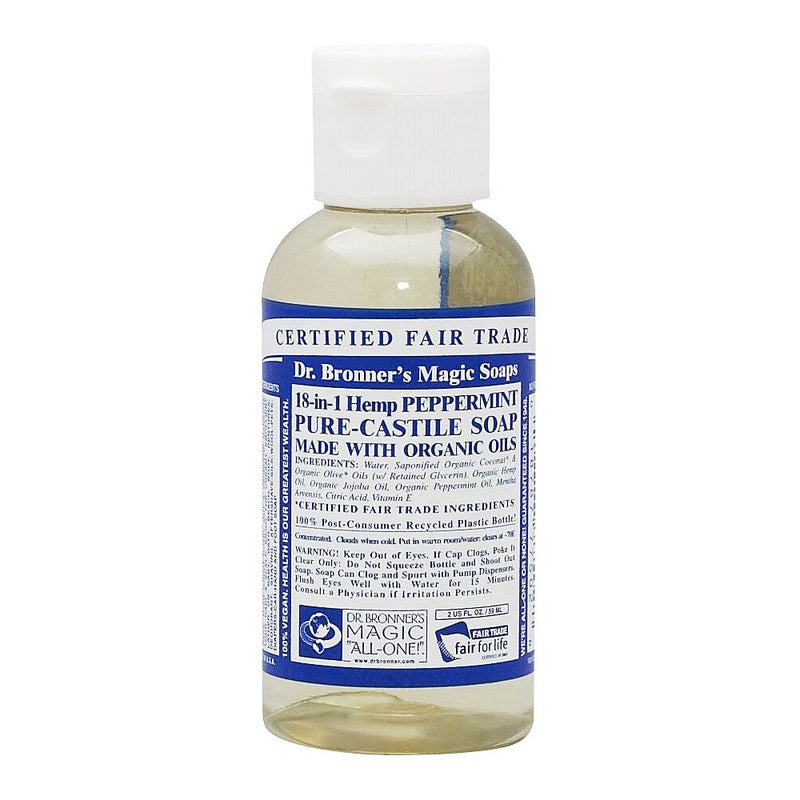 Dr. Bronner's Pure-Castile Peppermint Liquid Travel Soap - 2 fl oz