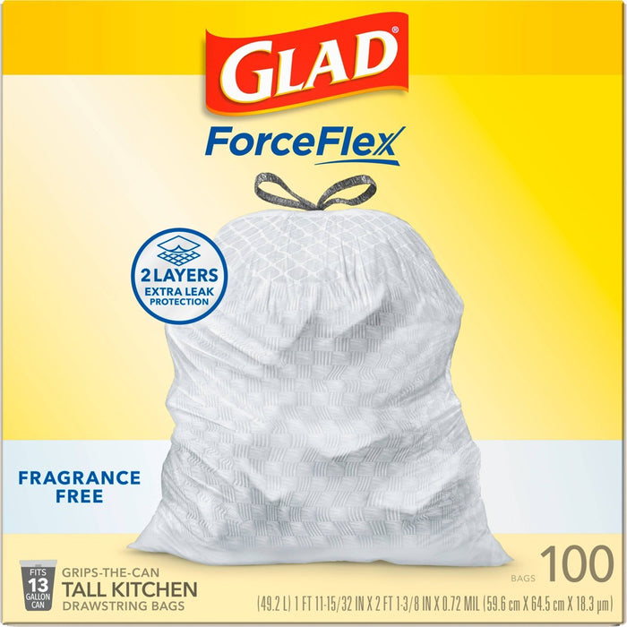Glad ForceFlex Drawstring Fragrance Free Trash Bags - 13 Gallon - 100ct