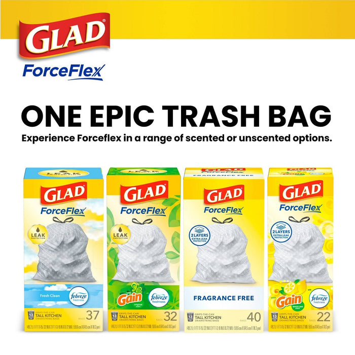 Glad ForceFlex Drawstring Fragrance Free Trash Bags - 13 Gallon - 100ct