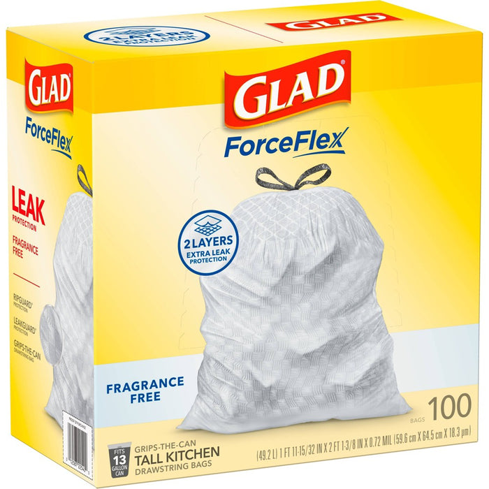 Glad ForceFlex Drawstring Fragrance Free Trash Bags - 13 Gallon - 100ct