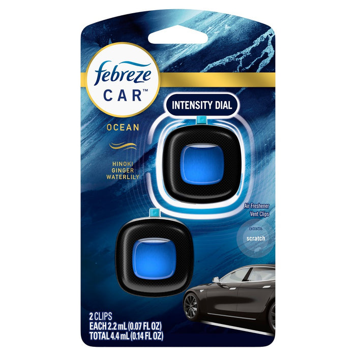 Febreze Car Air Freshener Vent Clip - Ocean Scent - 0.14 fl oz/2pk