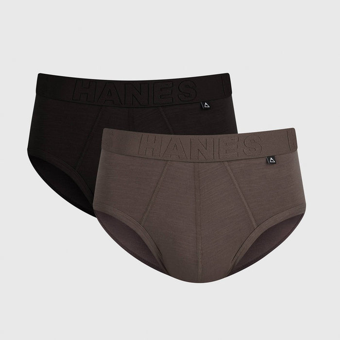 Hanes Premium Men's Explorer Briefs 2pk - Brown/Black M