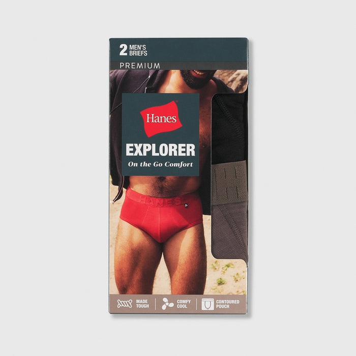 Hanes Premium Men's Explorer Briefs 2pk - Brown/Black M