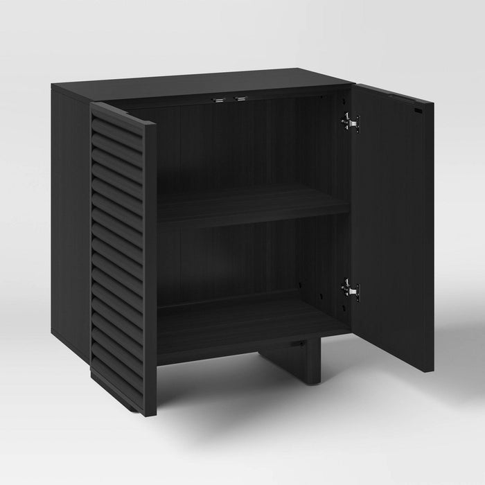 2 Door Fluted Accent Cabinet Black - Threshold (LOCAL PICKUP ONLY)