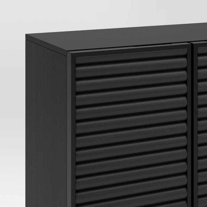 2 Door Fluted Accent Cabinet Black - Threshold (LOCAL PICKUP ONLY)