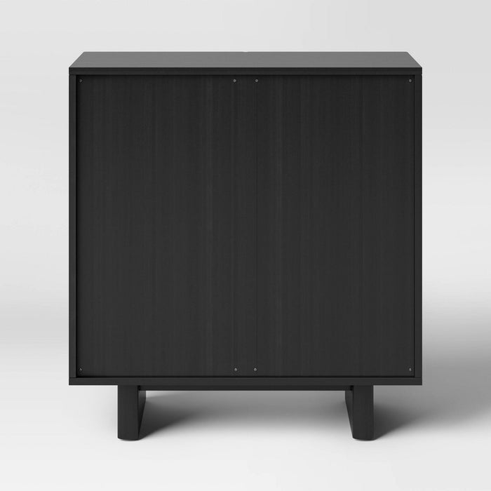 2 Door Fluted Accent Cabinet Black - Threshold (LOCAL PICKUP ONLY)