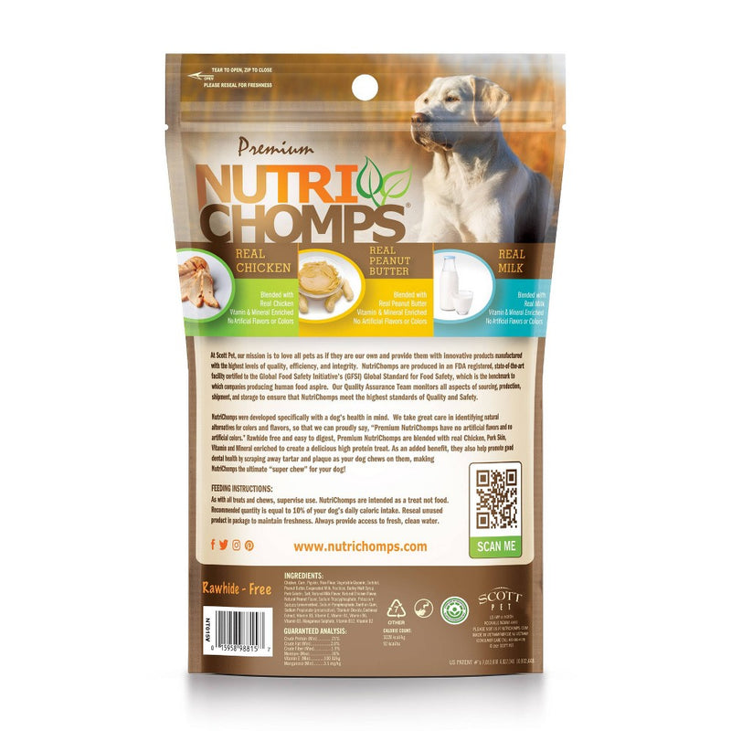 Nutri Chomps Assorted Flavor with Chicken, Peanut Butter and Milk Braids Dog Treats - 4ct/5.64oz