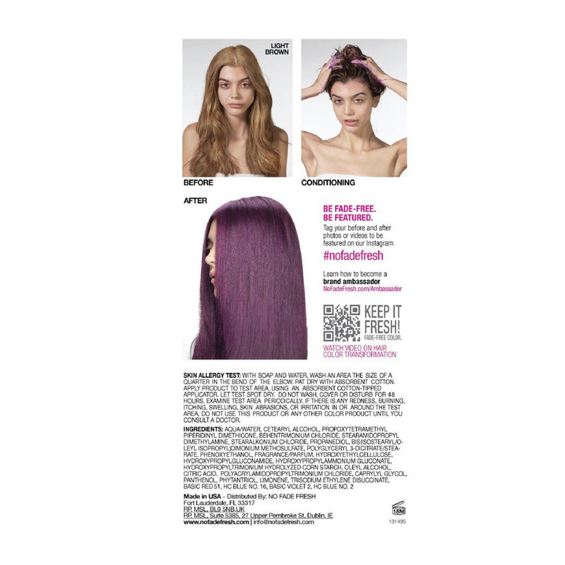 No Fade Fresh Color Depositing Semi Permanent Hair Color Conditioner with BondHeal Repair - Purple - 6.4 fl oz