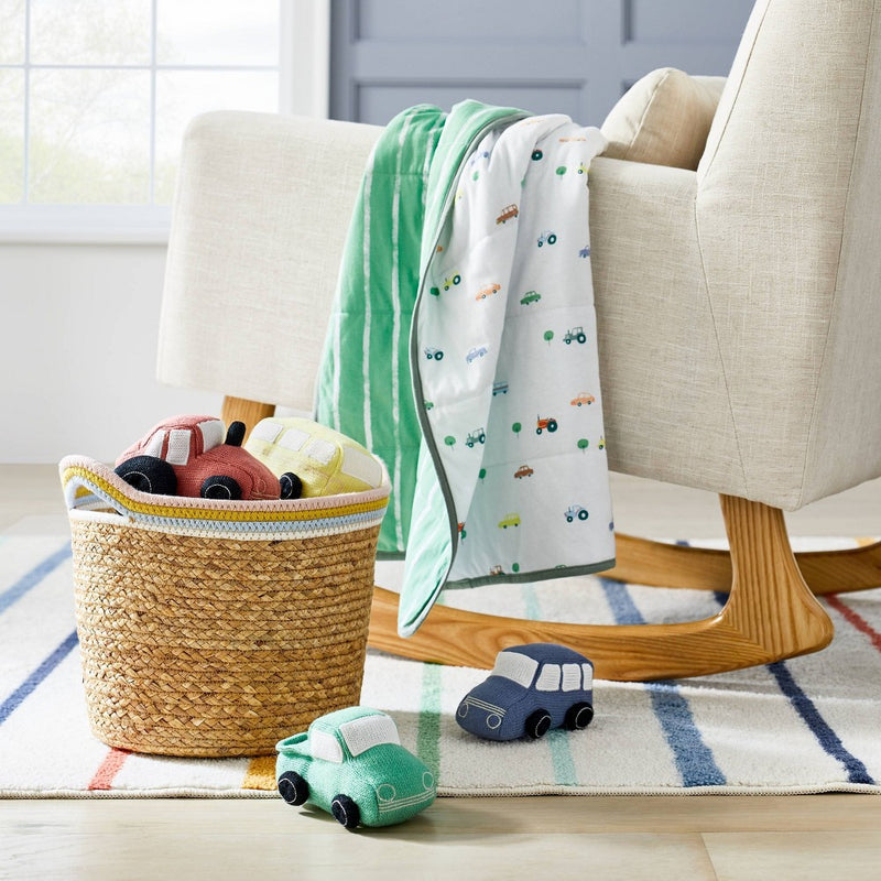 Natural Woven Round Storage Bin with Coiled Rope Handle - Cloud Island M