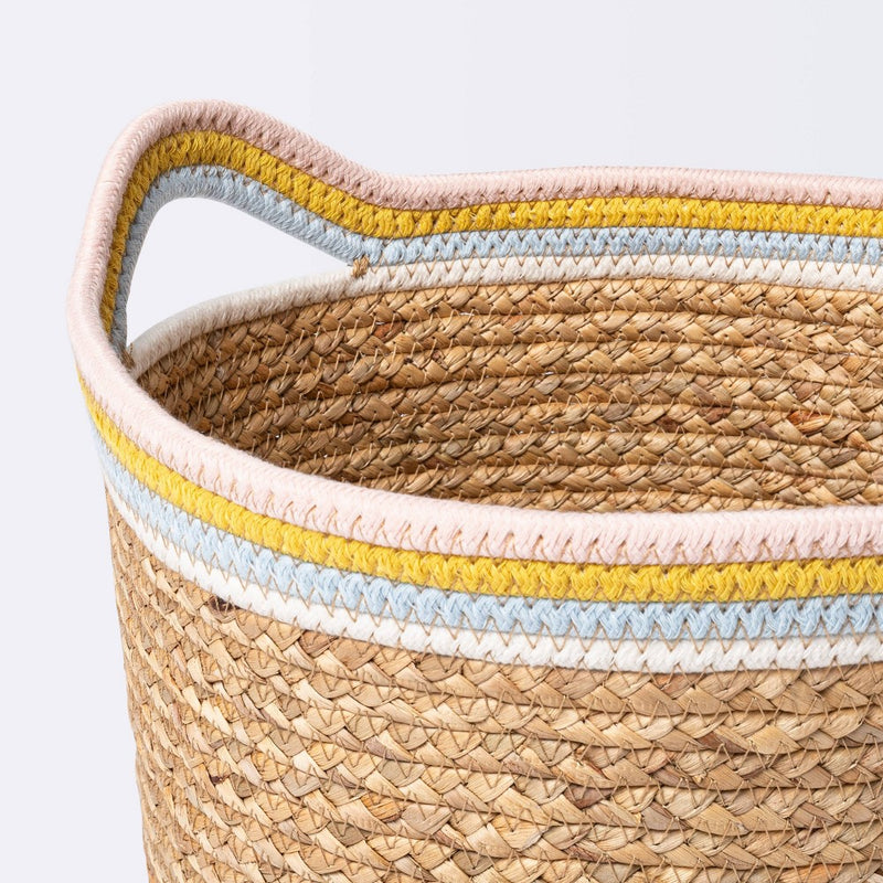 Natural Woven Round Storage Bin with Coiled Rope Handle - Cloud Island M