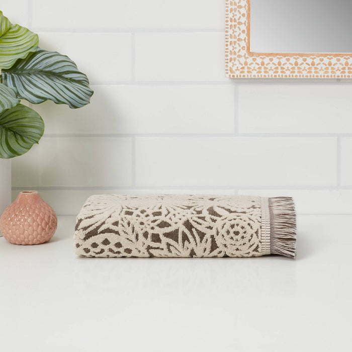 Allover Pattern Bath Towel Black/Khaki - Opalhouse