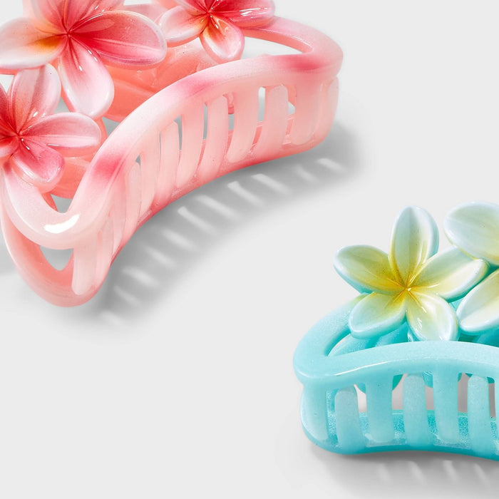 Girls' 2pk Tropical Flower Claw Slip Set - art class Pink/Blue