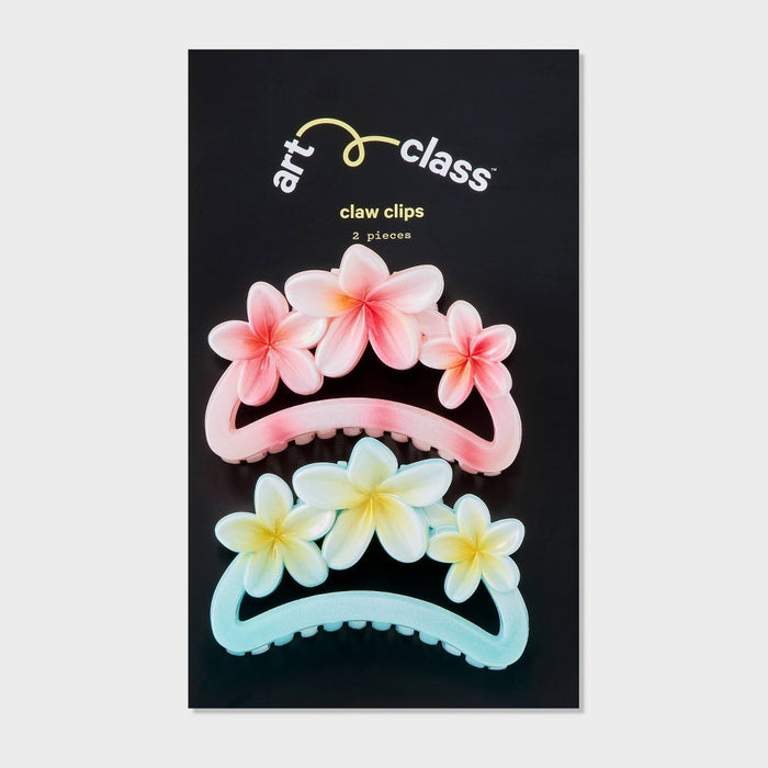 Girls' 2pk Tropical Flower Claw Slip Set - art class Pink/Blue