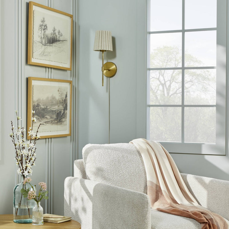 Pleated Shade Wall Sconce Brass/Oatmeal - Hearth & Hand with Magnolia
