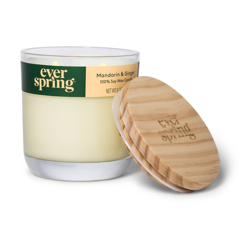 2-Wick Mandarin & Ginger 100% Soy Wax Candle - 8oz - Everspring