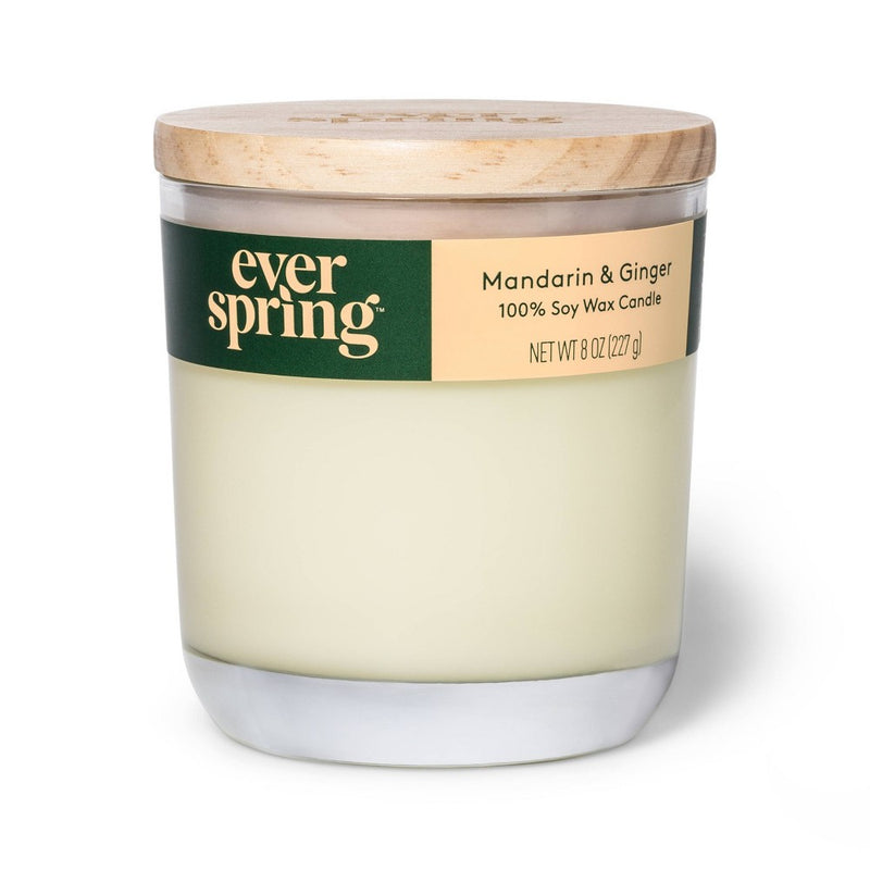 2-Wick Mandarin & Ginger 100% Soy Wax Candle - 8oz - Everspring