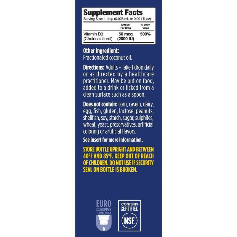 Ddrops Liquid Vitamin D3 Drops 2000 IU (50 mcg) - 180 drops - 0.17 fl oz