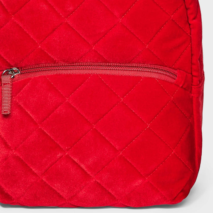 Girls' Quilted Velvet 10" Mini Backpack - Cat & Jack Red
