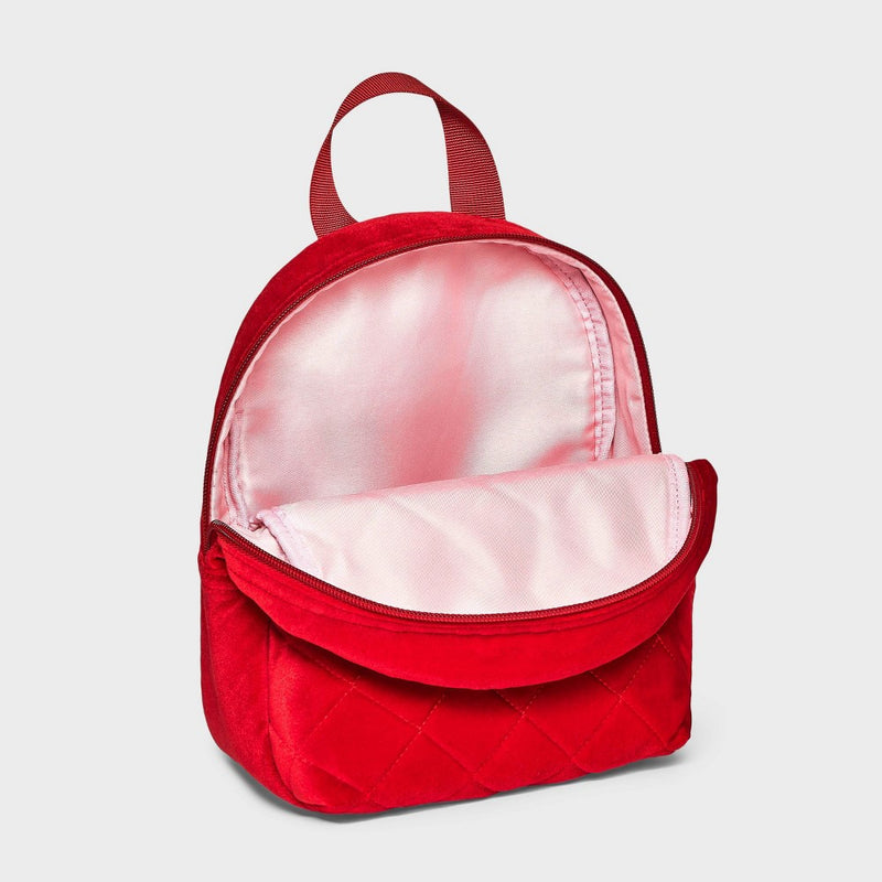 Girls' Quilted Velvet 10" Mini Backpack - Cat & Jack Red