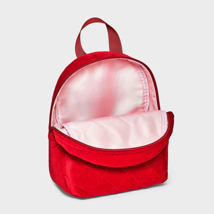Girls' Quilted Velvet 10" Mini Backpack - Cat & Jack Red