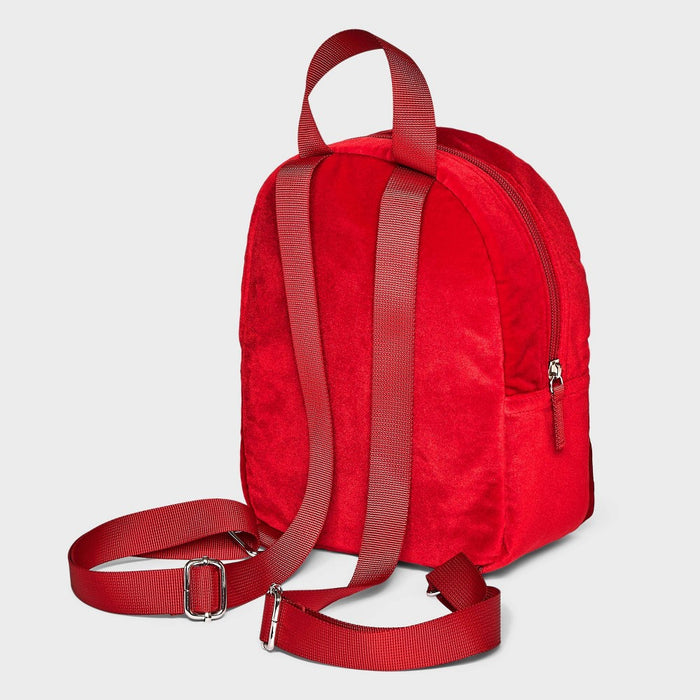 Girls' Quilted Velvet 10" Mini Backpack - Cat & Jack Red