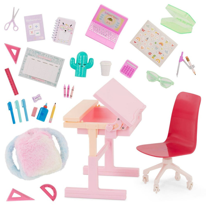 Our Generation School Dreams Modern Desk with Tilt Top Accessory Set for 18" Dolls