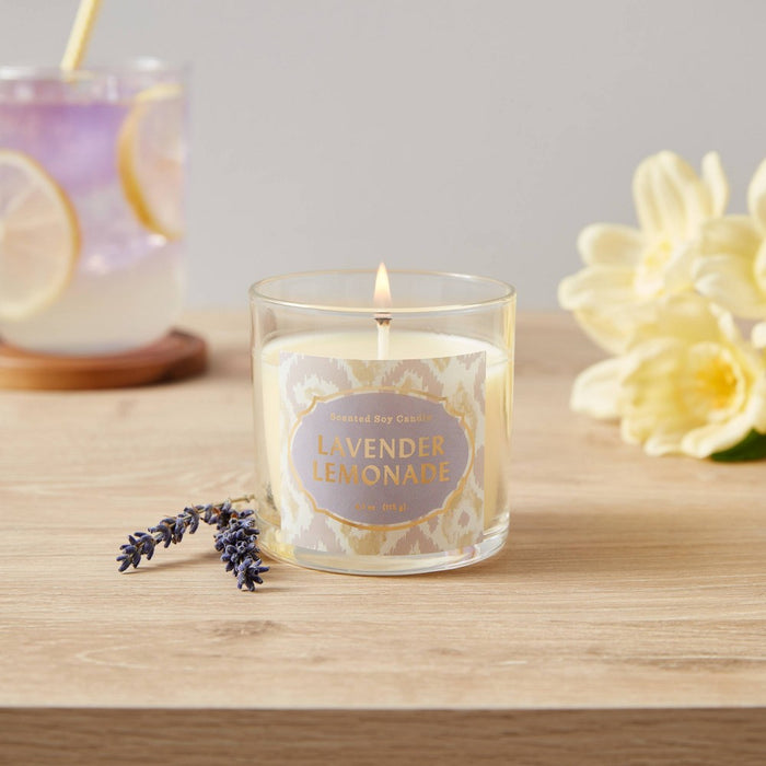 Clear Glass Lavender Lemonade Lidded Jar Candle Pale Yellow 4.1oz - Opalhouse