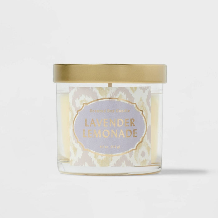 Clear Glass Lavender Lemonade Lidded Jar Candle Pale Yellow 4.1oz - Opalhouse