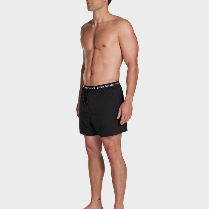 Pair of Thieves Men's Super Soft Boxer Shorts - Black M: Cotton & Viscose Blend, Mid Rise, Opaque