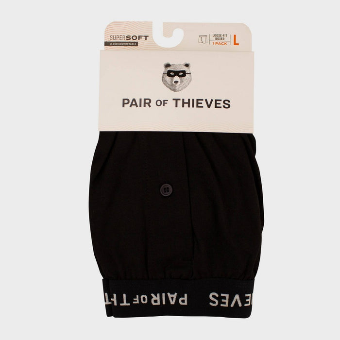 Pair of Thieves Men's Super Soft Boxer Shorts - Black M: Cotton & Viscose Blend, Mid Rise, Opaque