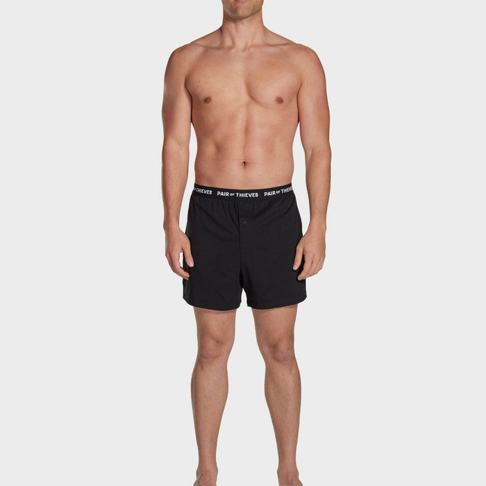 Pair of Thieves Men's Super Soft Boxer Shorts - Black M: Cotton & Viscose Blend, Mid Rise, Opaque