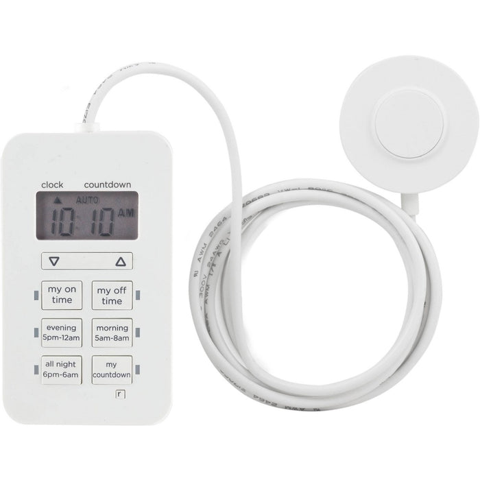 myTouchSmart Digital Dimmable Timer Polarized 2-Outlets Presets On/Off Tether White