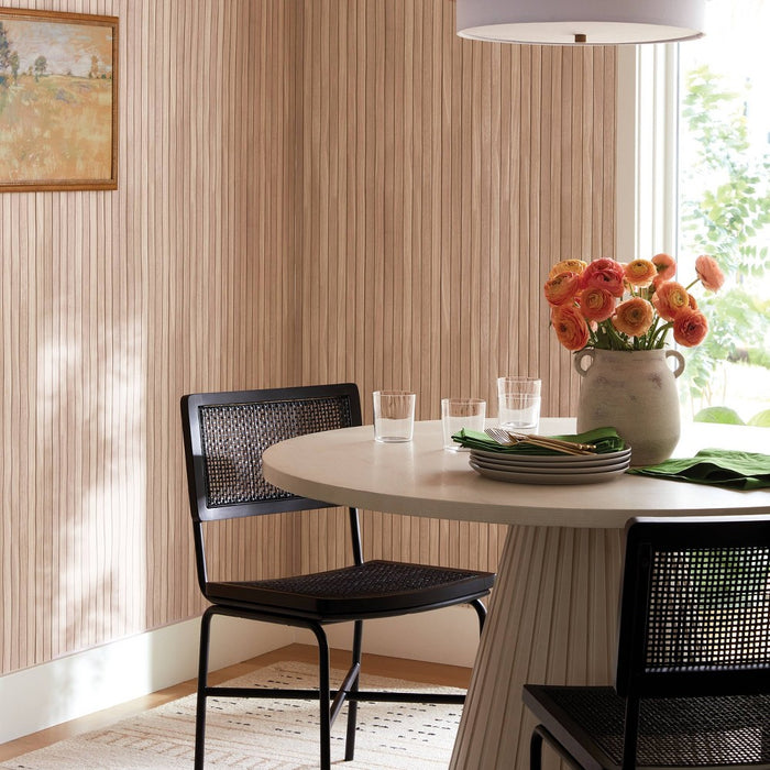 Slatted Wood Wallpaper White Oak - Threshold