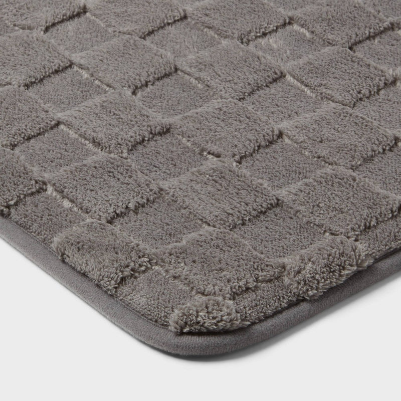 20"x30" Everyday Checked Cushion Bath Rug Gray - Room Essentials