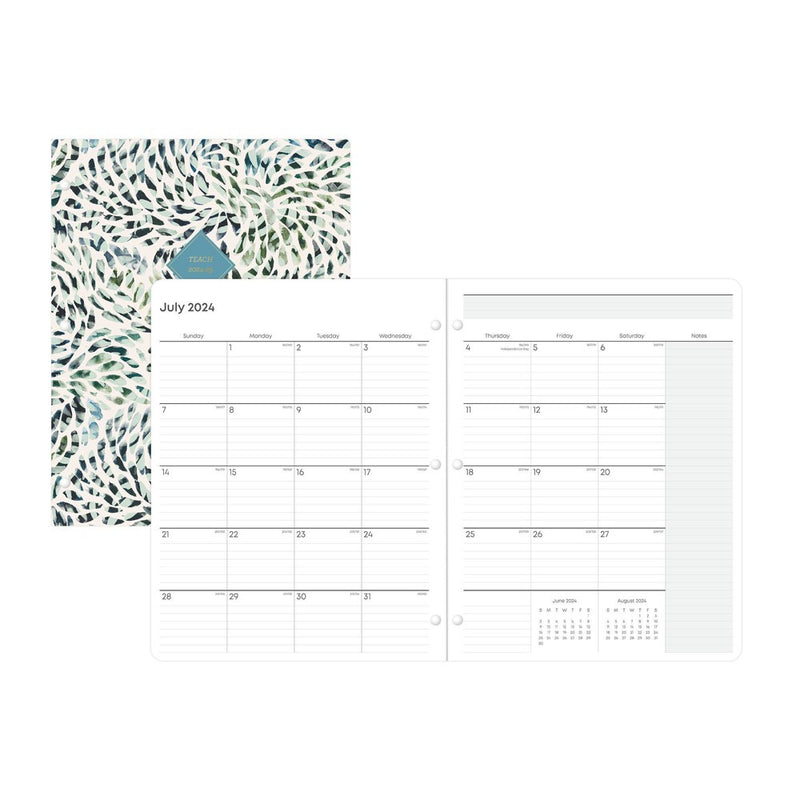 Blue Sky July 2024 - June 2025 8.5"x11" Monthly Stapled Teacher Lesson Planner Soft - uch LAC Windy Green