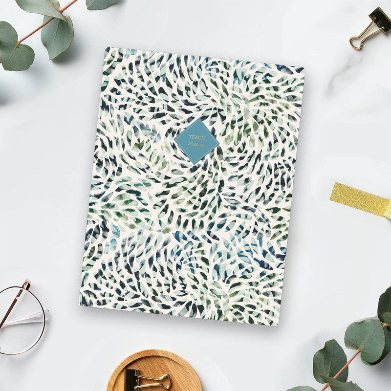 Blue Sky July 2024 - June 2025 8.5"x11" Monthly Stapled Teacher Lesson Planner Soft - uch LAC Windy Green