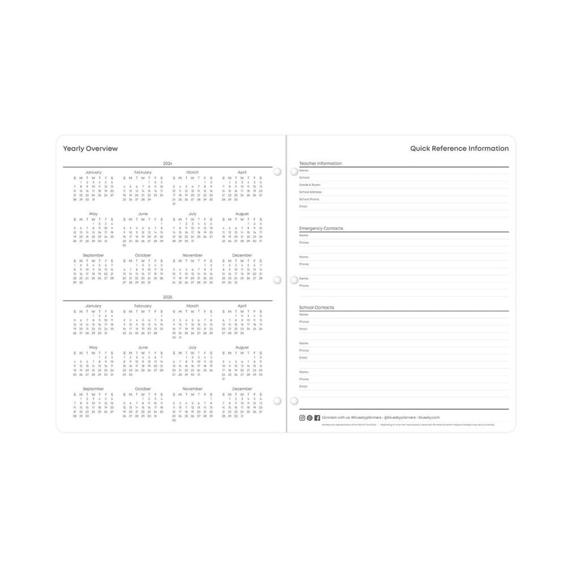 Blue Sky July 2024 - June 2025 8.5"x11" Monthly Stapled Teacher Lesson Planner Soft - uch LAC Windy Green