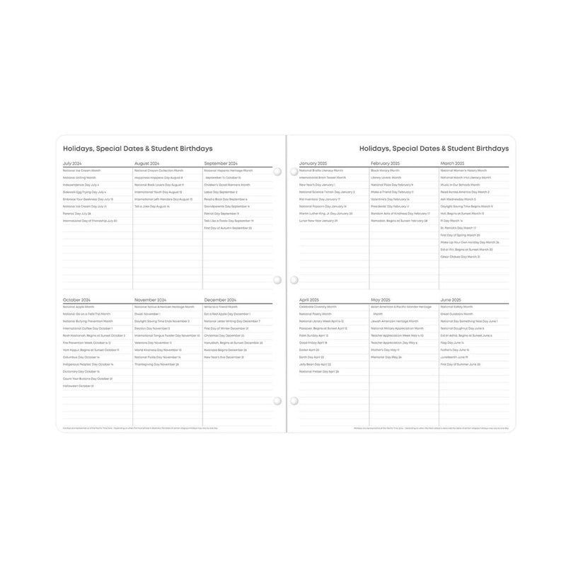 Blue Sky July 2024 - June 2025 8.5"x11" Monthly Stapled Teacher Lesson Planner Soft - uch LAC Windy Green