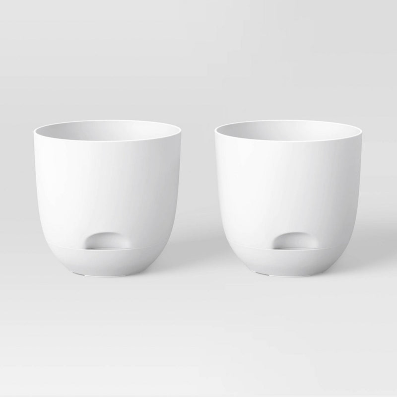 2pc Self-Watering Plastic Indoor Outdoor Planter Pots White 4"x4" - Room Essentials