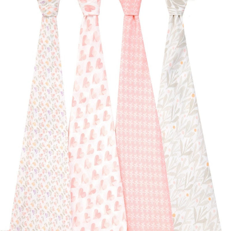 aden + anais Essentials Muslin Swaddle Piece of My Heart - 4pk