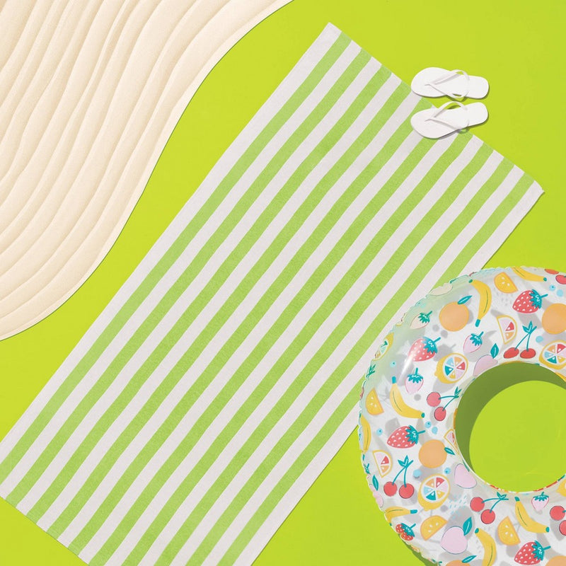 Striped Beach Towel Green - Sun Squad