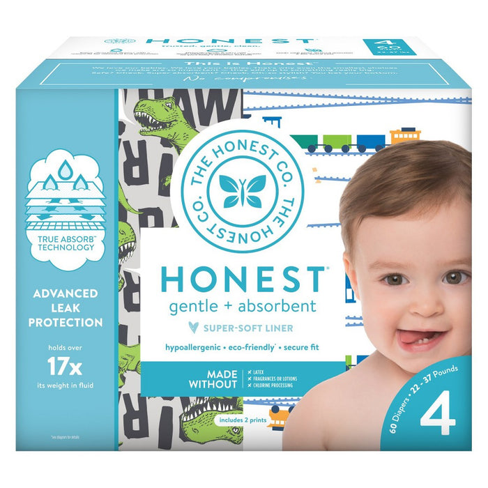 Honest Company Diapers T-Rex & Trains - Size 4 (60ct)