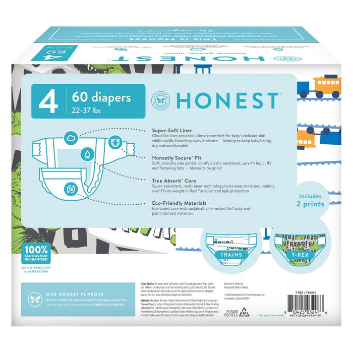 Honest Company Diapers T-Rex & Trains - Size 4 (60ct)