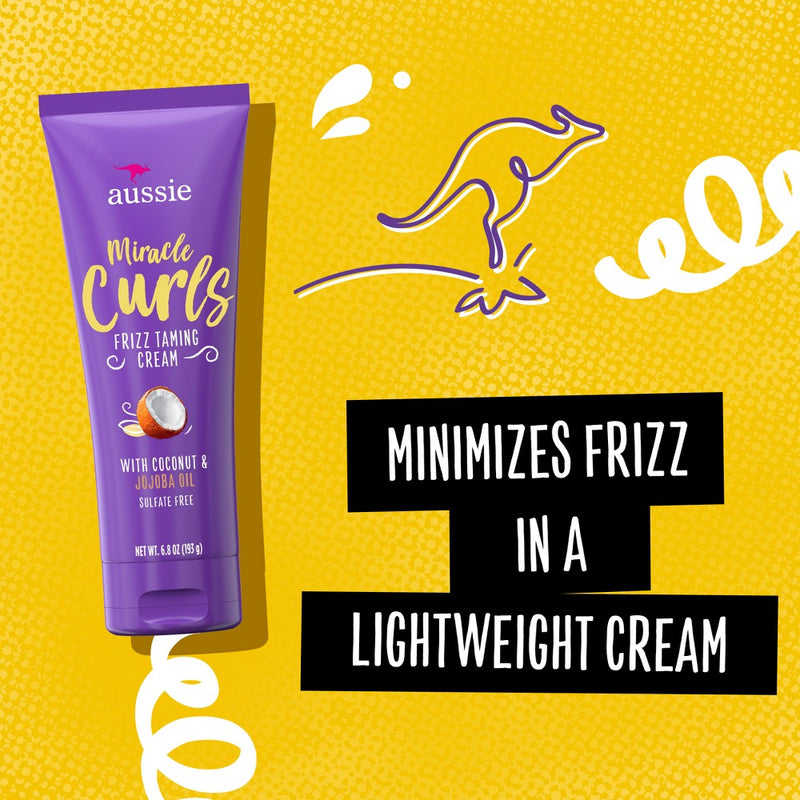Aussie Miracle Curls Frizz Taming Curl Cream with Coconut & Jojoba - 6.8oz