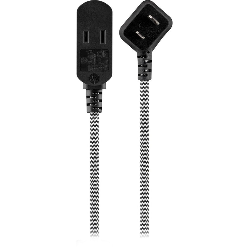 GE 3-Outlet Polarized Extension Cord 15' Braided Black/Gray