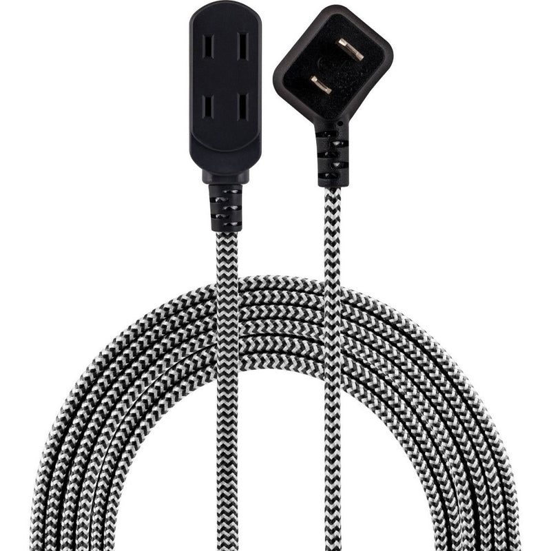 GE 3-Outlet Polarized Extension Cord 15' Braided Black/Gray