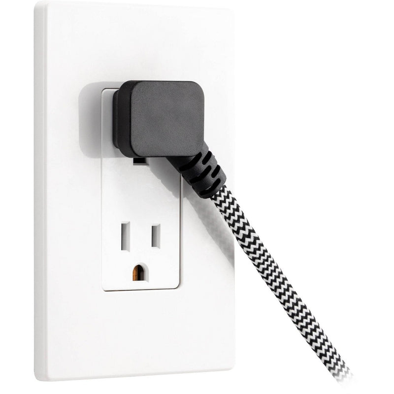 GE 3-Outlet Polarized Extension Cord 15' Braided Black/Gray