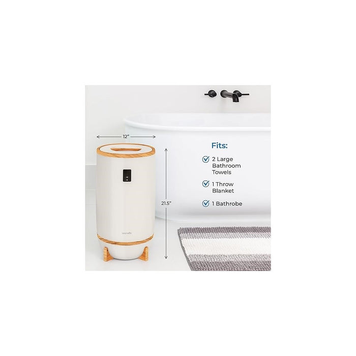 SereneLife Single Touch Towel Warmer with Aromatherapy, LED Ring, Large Blanket & Towel Heater, Gray